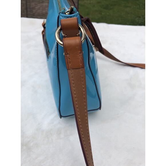 Dooney & Bourke Patent Leather Small Kiley Crossbody Sky Blue Bag B000543 - Picture 3 of 8